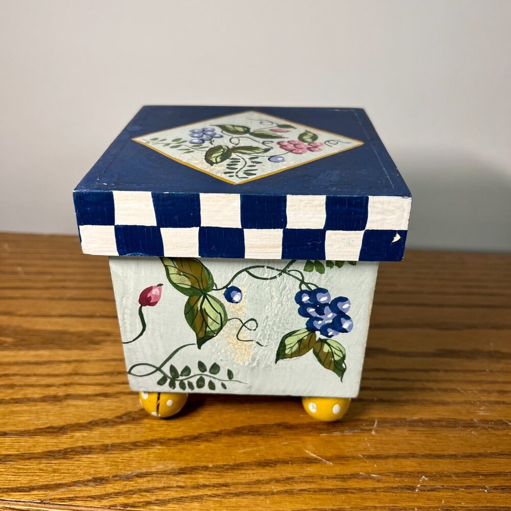 Vintage Artisan Painted Small Wood Stacking/Nesting Box